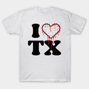 Creepy I love tx chainsaw heart T-Shirt